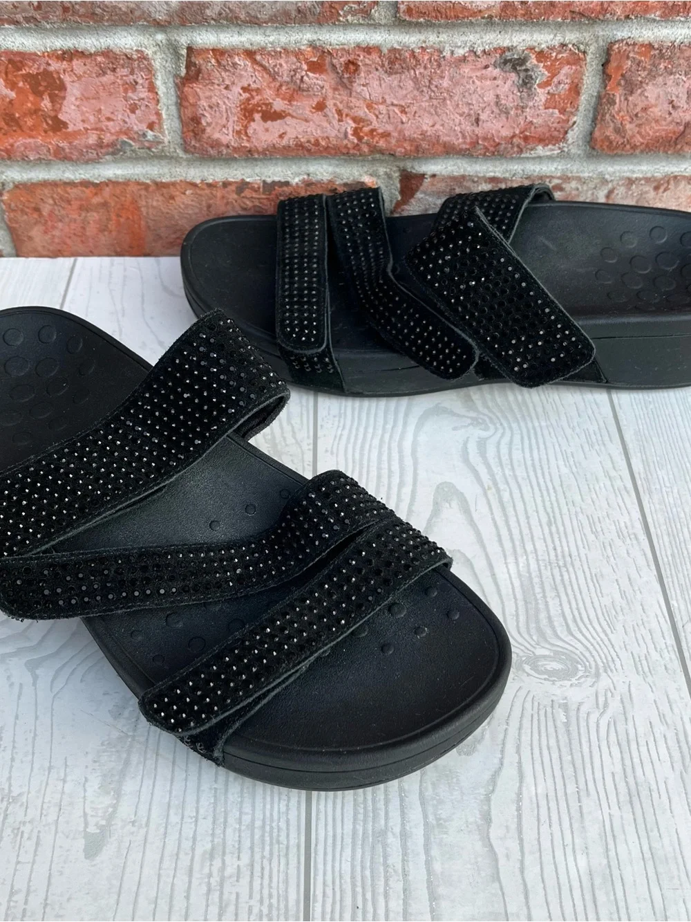 Vionic Alexis Slip On Slide Sandals Black Size 9 - Picture 2 of 10